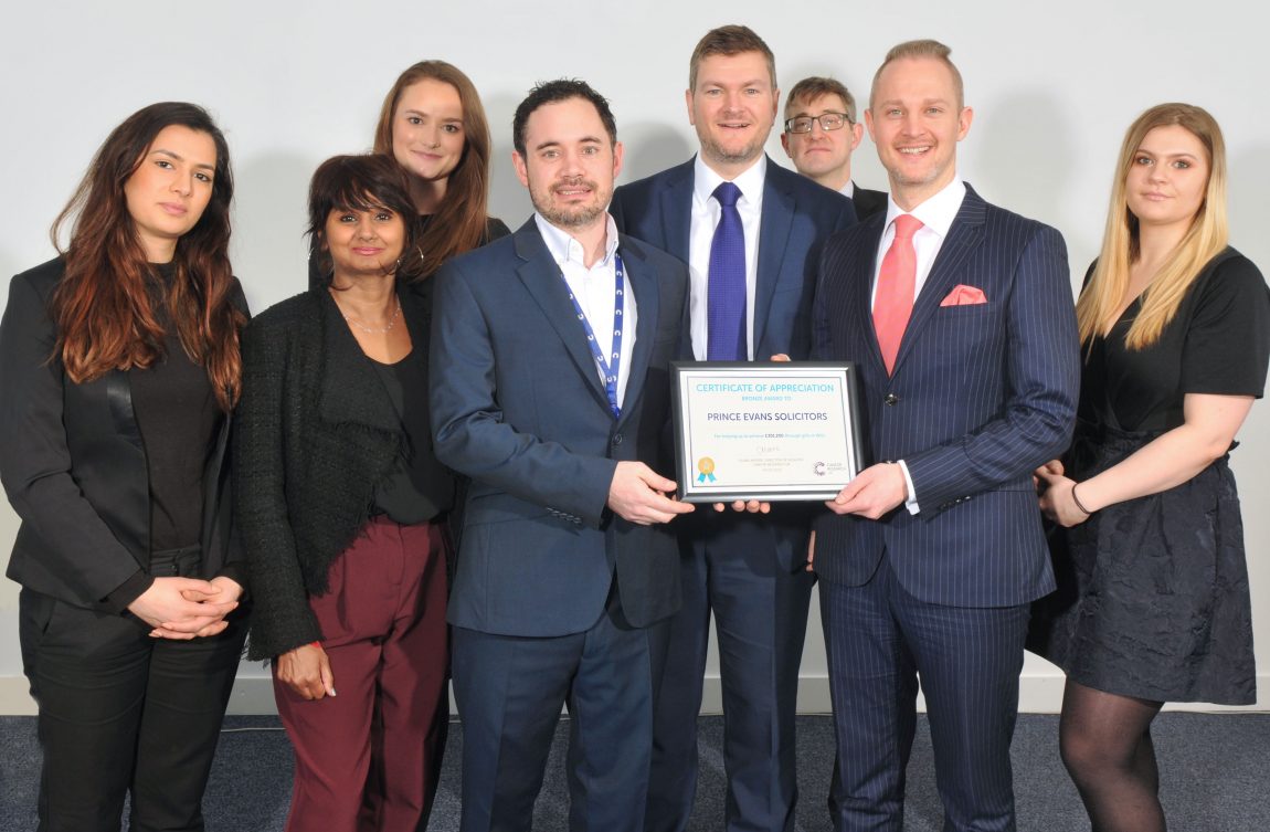 Prince Evans Solicitors LLP Rewarded For Helping To Secure Vital Funds For Cancer Research UK