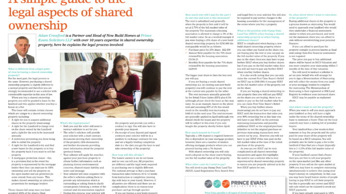 Adam Crawford writes for First Time Buyers Magazine on the Legal aspects of shared ownership